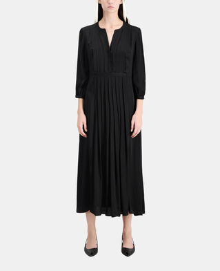 The Kooples FEMME BLACK robe longue noire avec plissage