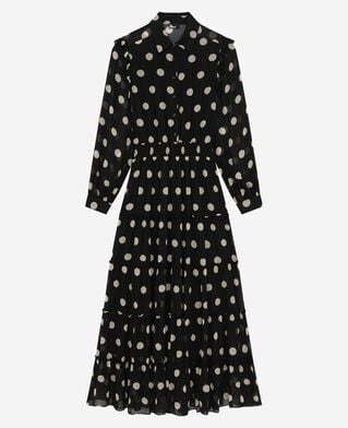 The Kooples F BLACK WHITE black polka dot maxi dress