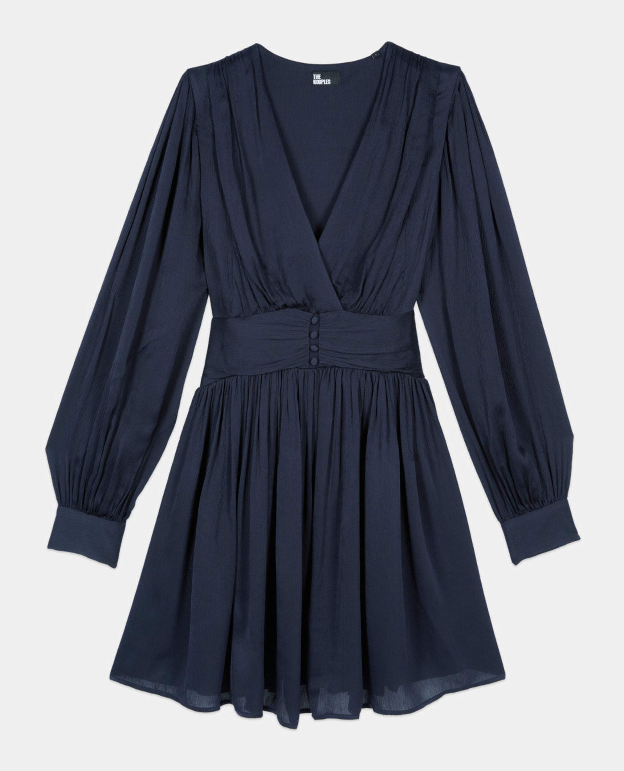 Robe courte tissu crinckle bleu marine, DARK NAVY, hi-res image number null