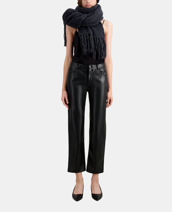black leather effect trousers