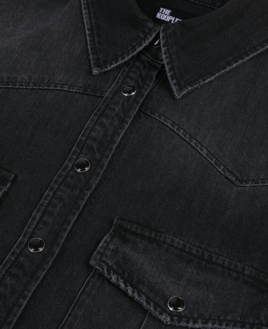 The Kooples FEMME BLACK WASHED chemise courte en denim gris