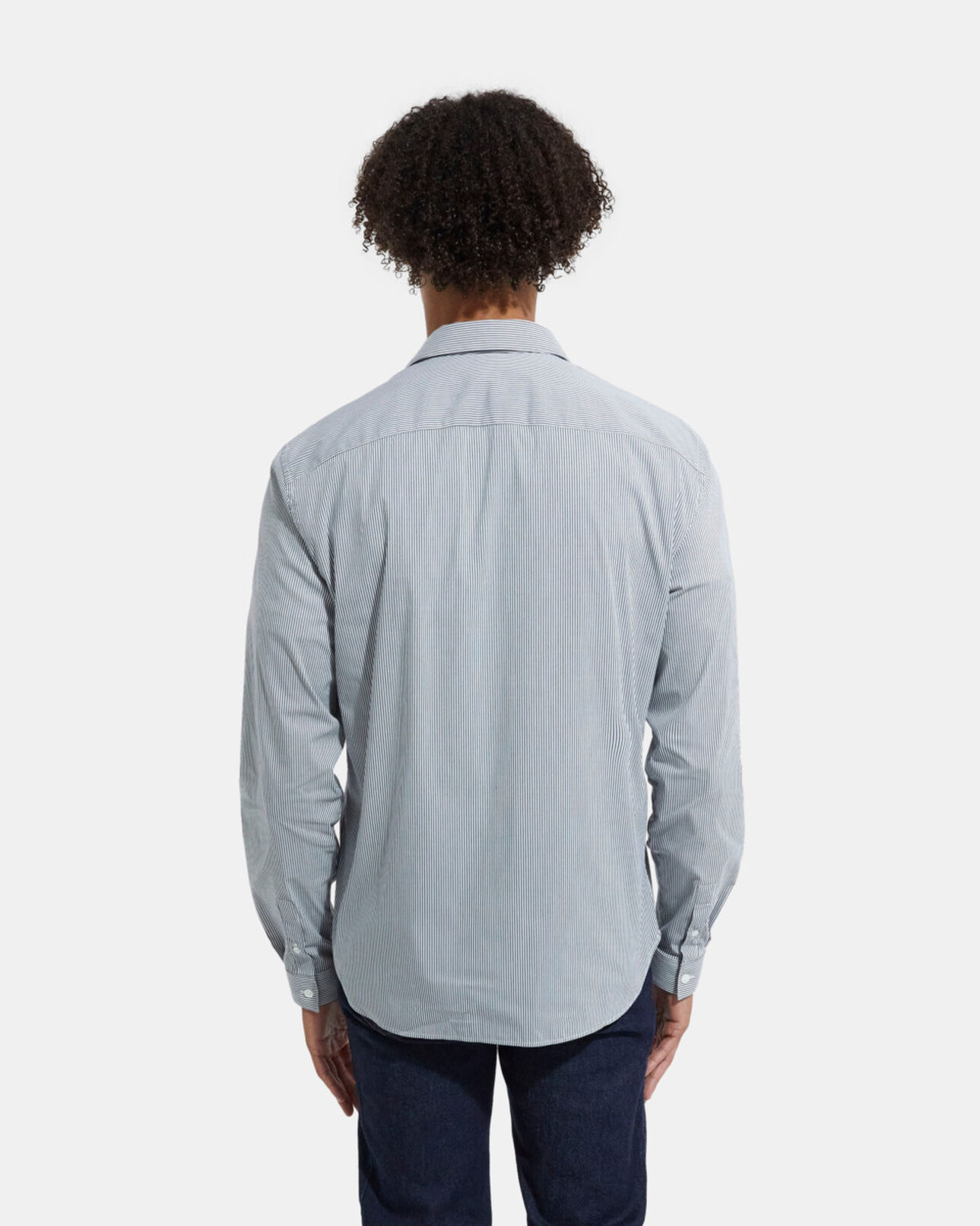 The Kooples HOMME GREY-WHITE chemise col classique à rayures