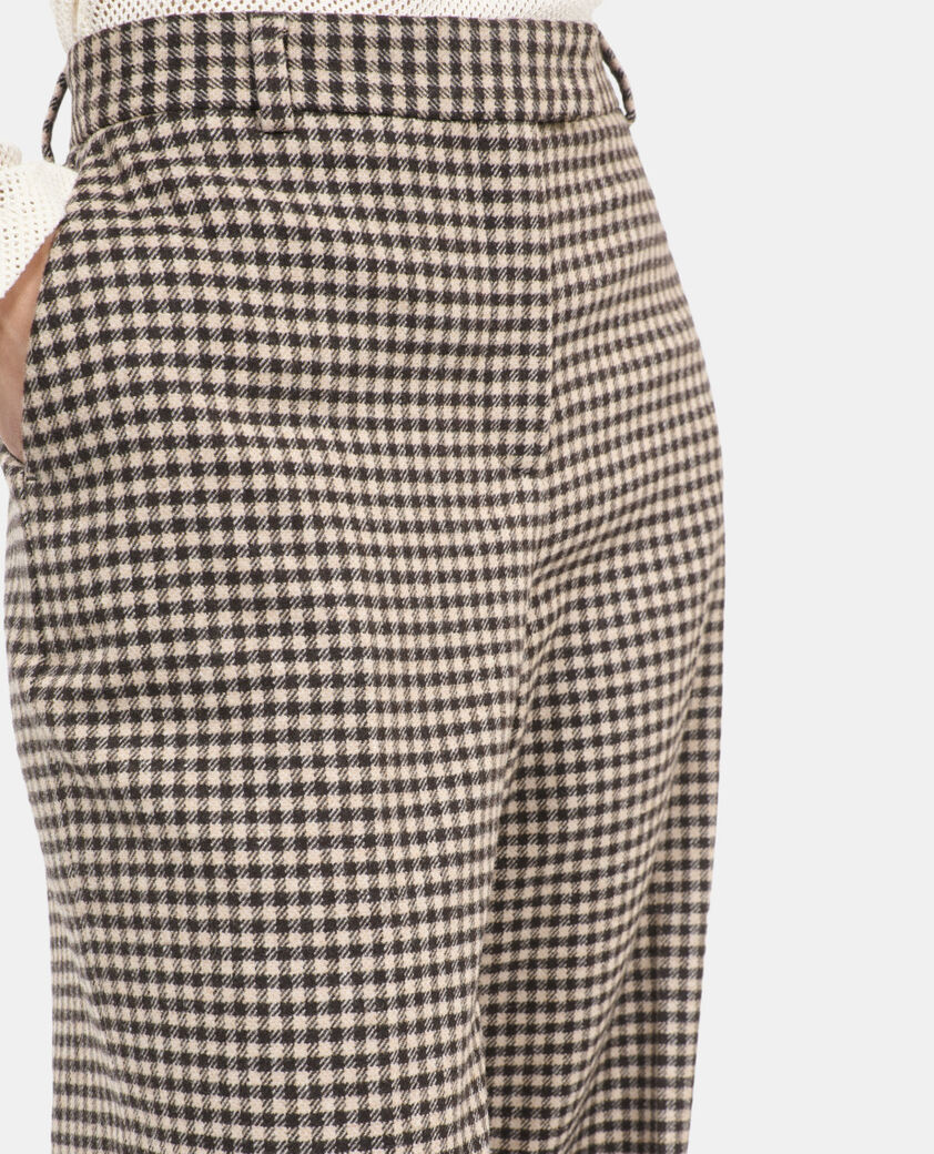 The Kooples MUJER ECRU BLACK pantal&oacute;n traje amplio cuadros vichy