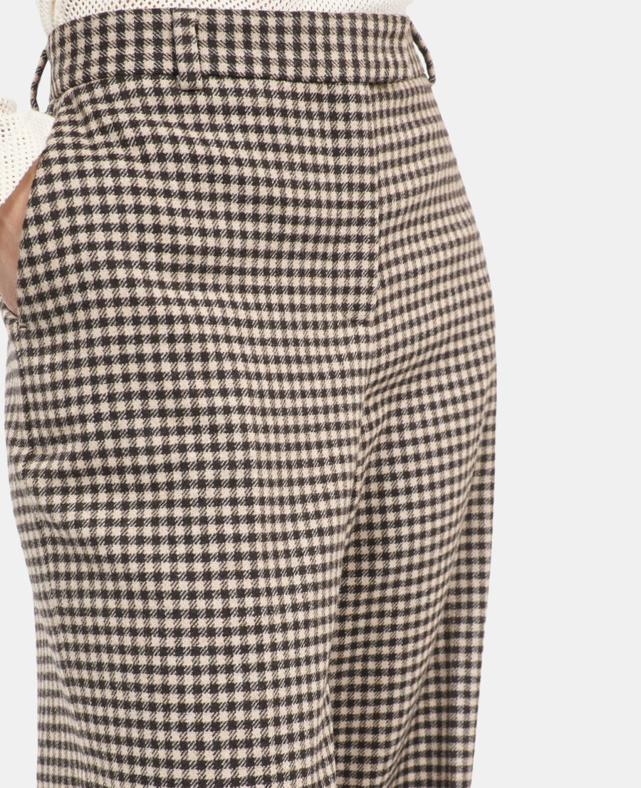 The Kooples WOMEN ECRU BLACK loose-fitting vichy check trousers