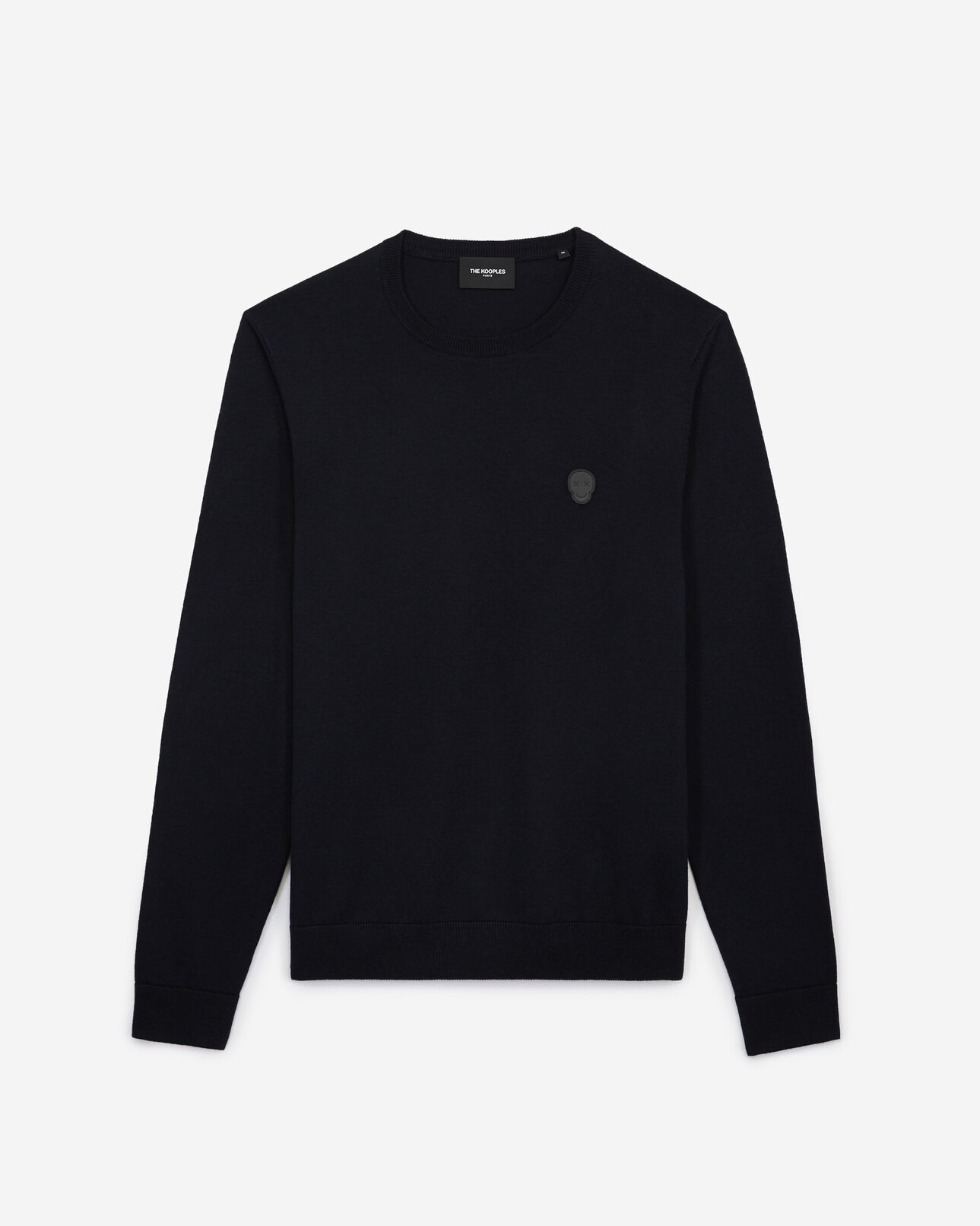 The Kooples HOMME NAVY pull laine bleu col rond à coudières