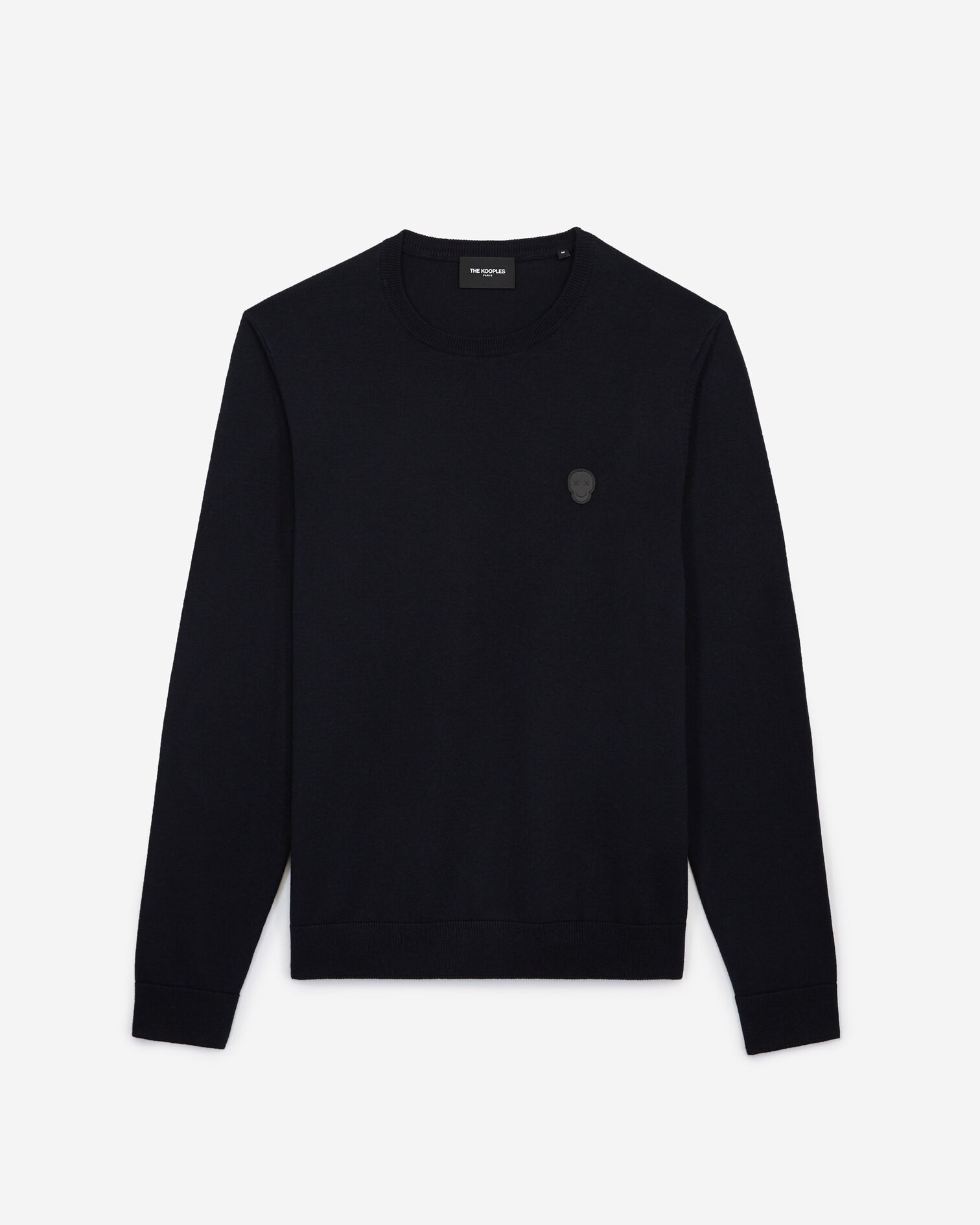 Pull laine bleu col rond à coudières, NAVY, hi-res image number null
