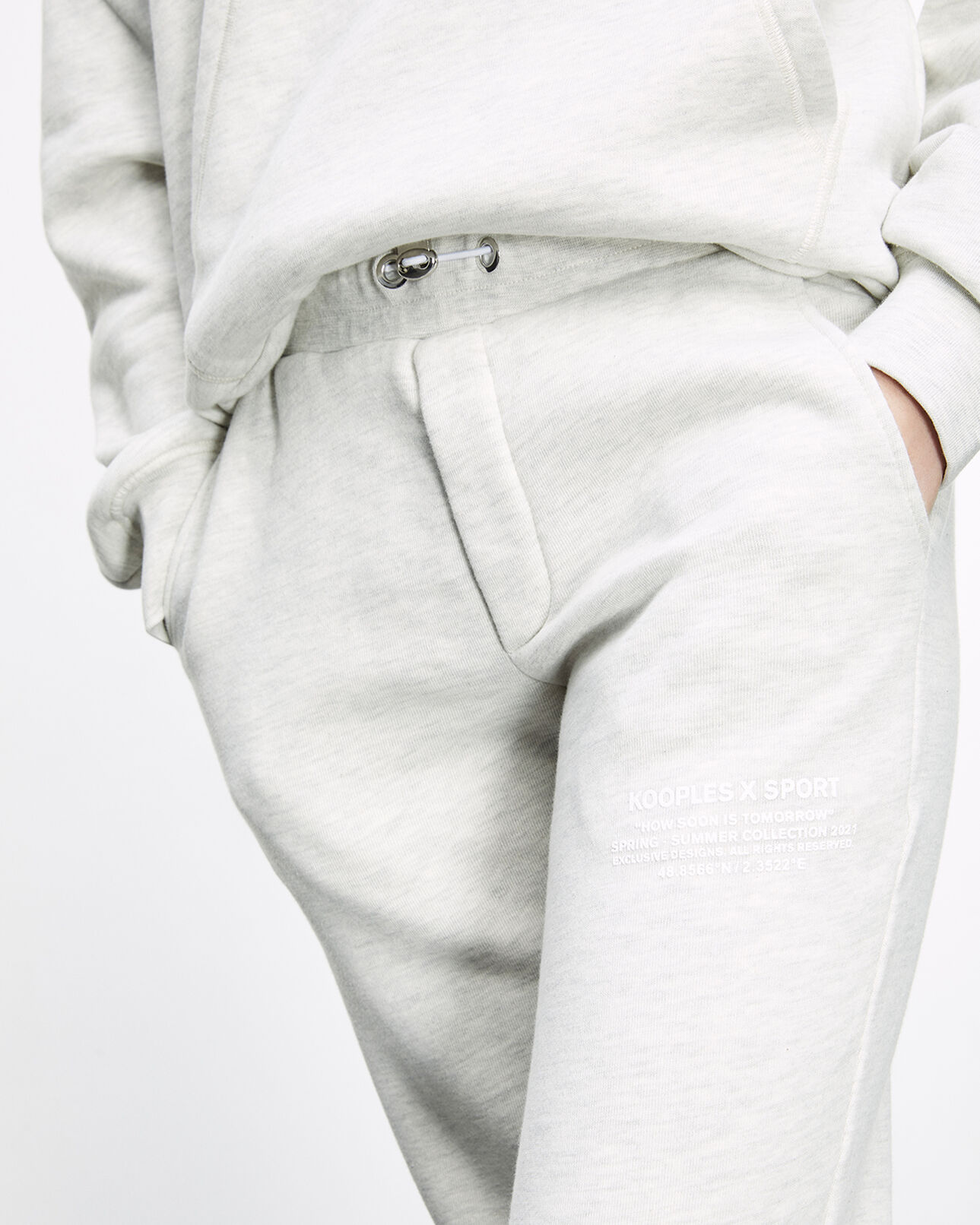 The Kooples WOMEN LIGHT GREY MELANGE gray joggers with rubber logo