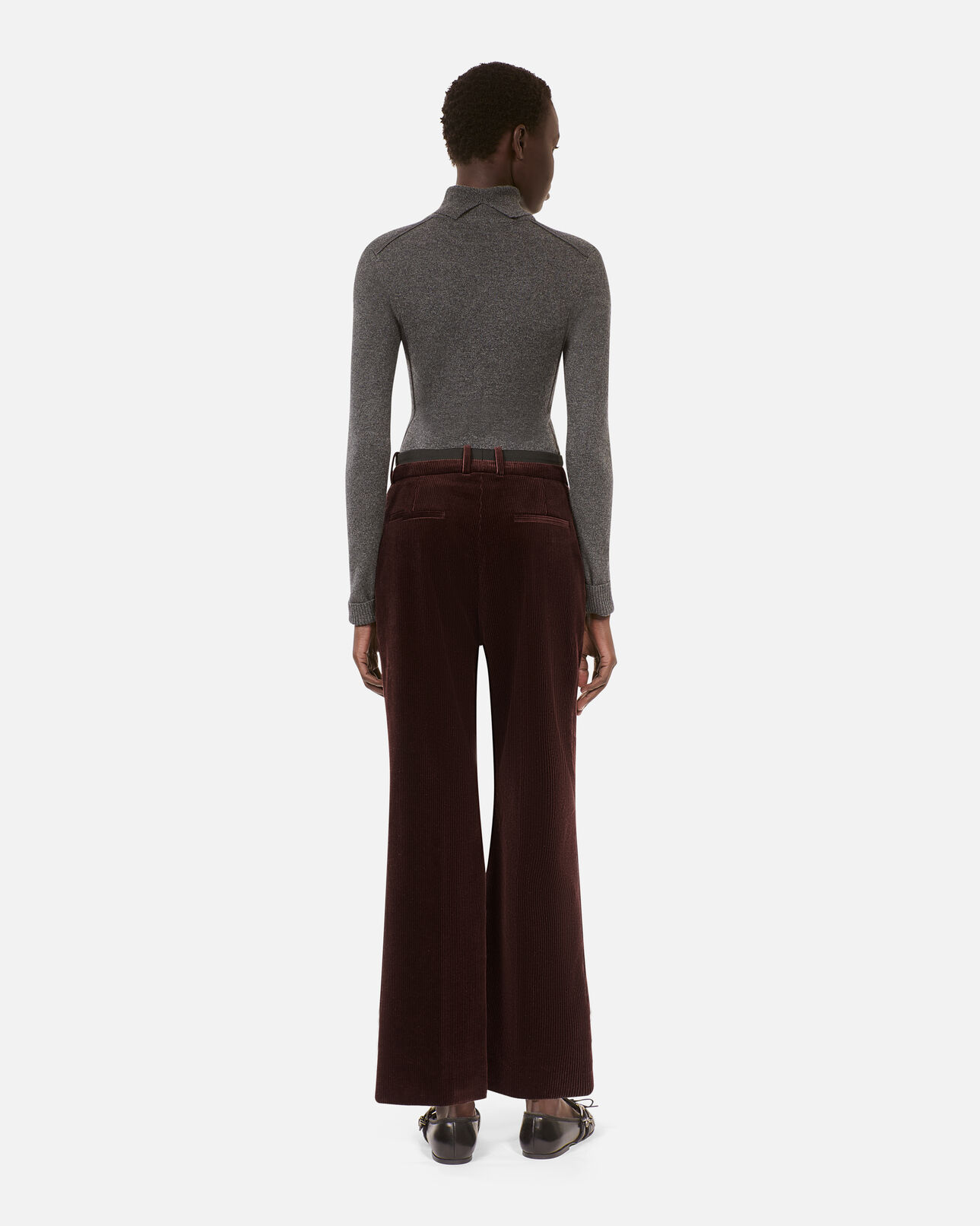 The Kooples WOMEN BROWN brown corduroy straight-leg tailored pants