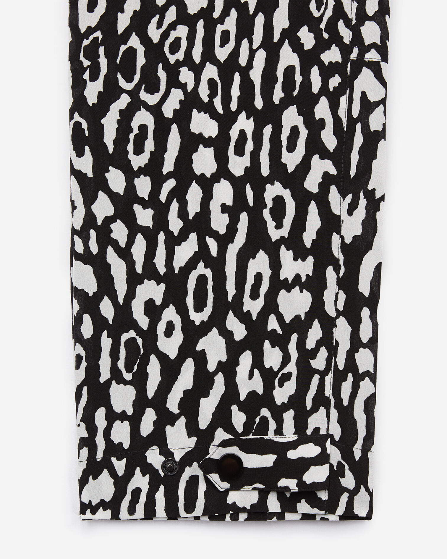 Floaty silk blend trousers with white leopard print, BLACK / WHITE, hi-res image number null