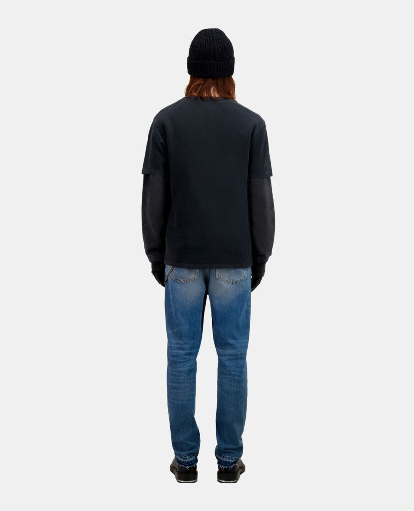 The Kooples HERREN BLACK WASHED schwarzes t-shirt herren mit „cobra“-siebdruck