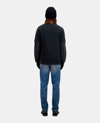 The Kooples MEN BLACK WASHED men's black t-shirt cobra serigraphy