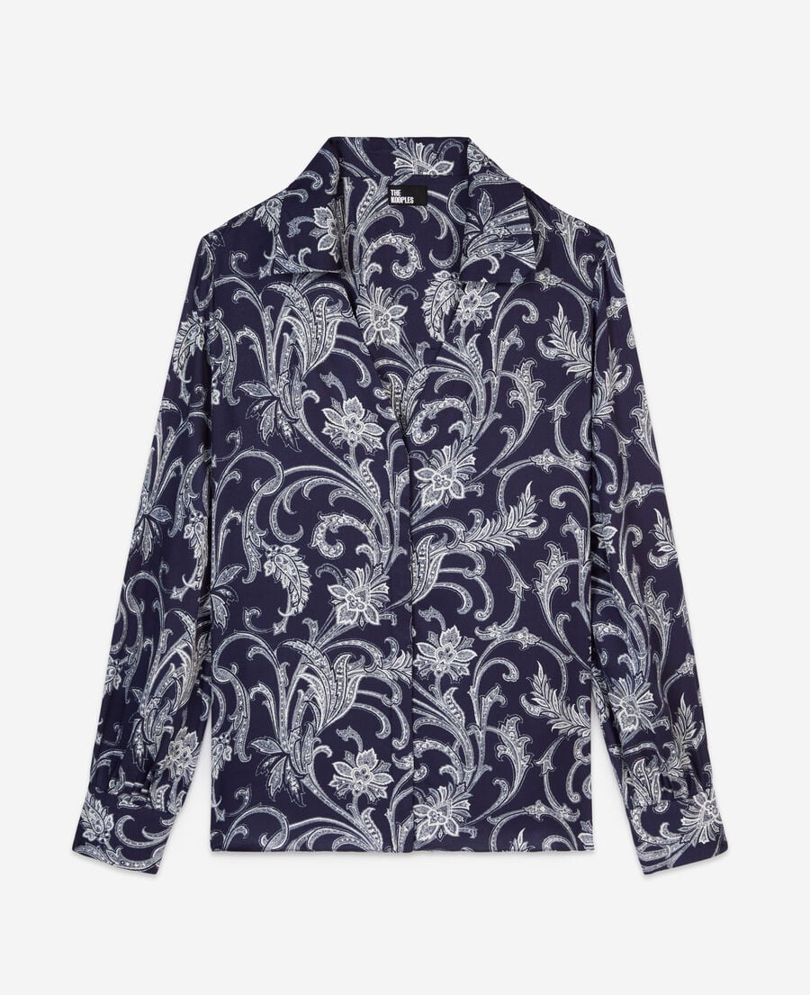 The Kooples FEMME NAVY chemise fleurie bleue