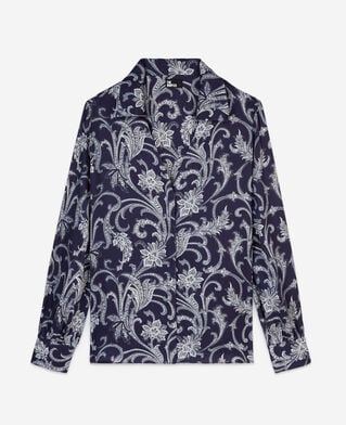 The Kooples FEMME NAVY chemise fleurie bleue