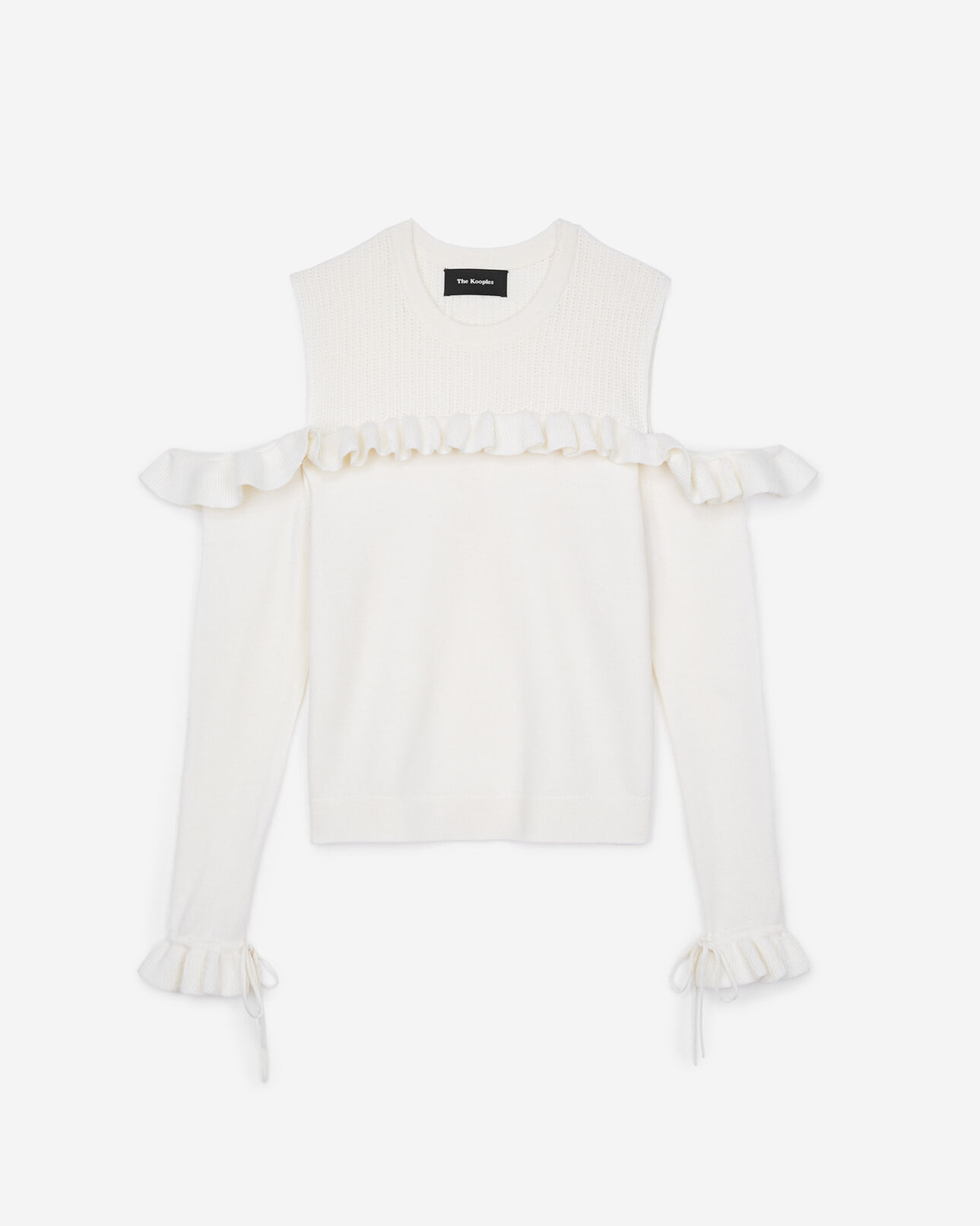 The Kooples FEMME ECRU pull laine mérinos écru ajouré