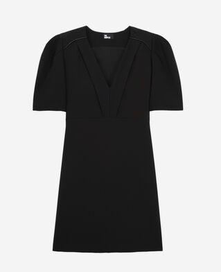 The Kooples DAMEN BLACK schwarzes, kurzes kleid aus krepp