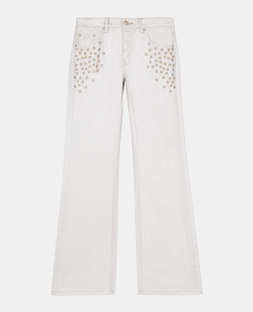 The Kooples FEMME 52 ARGENT VIEILLI CORNE jean clout&eacute; droit argent&eacute;