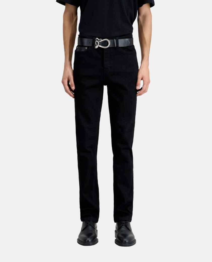 The Kooples HERREN BLACK schwarze slim-jeans mit tasche aus leder