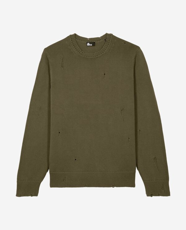 The Kooples HOMME KAKI pull avec détails ajourés kaki