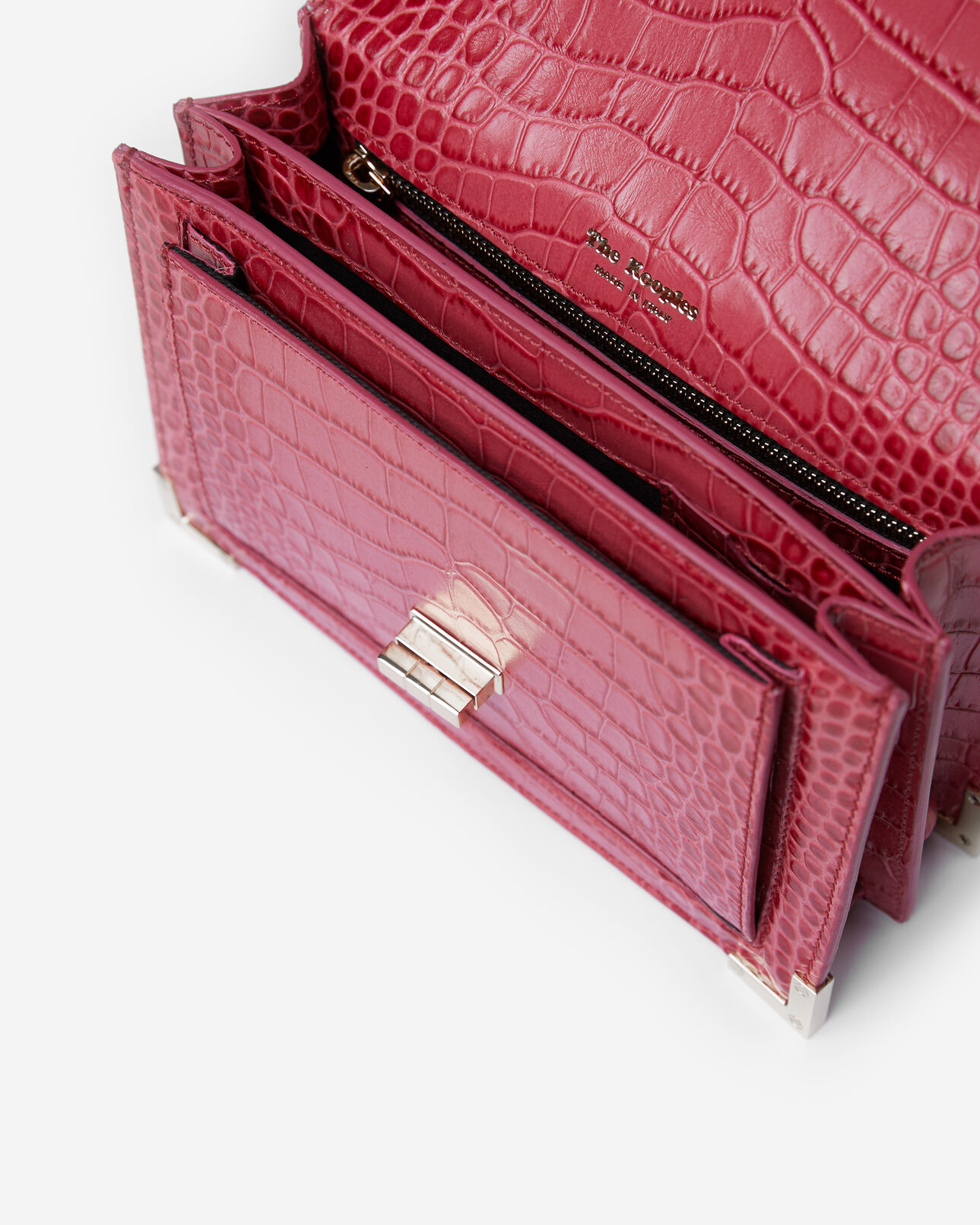 The Kooples DAMEN FUSHIA sac embosse croco cuir small