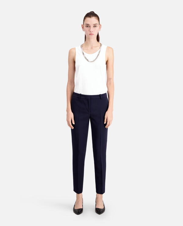 dark blue crepe suit pants
