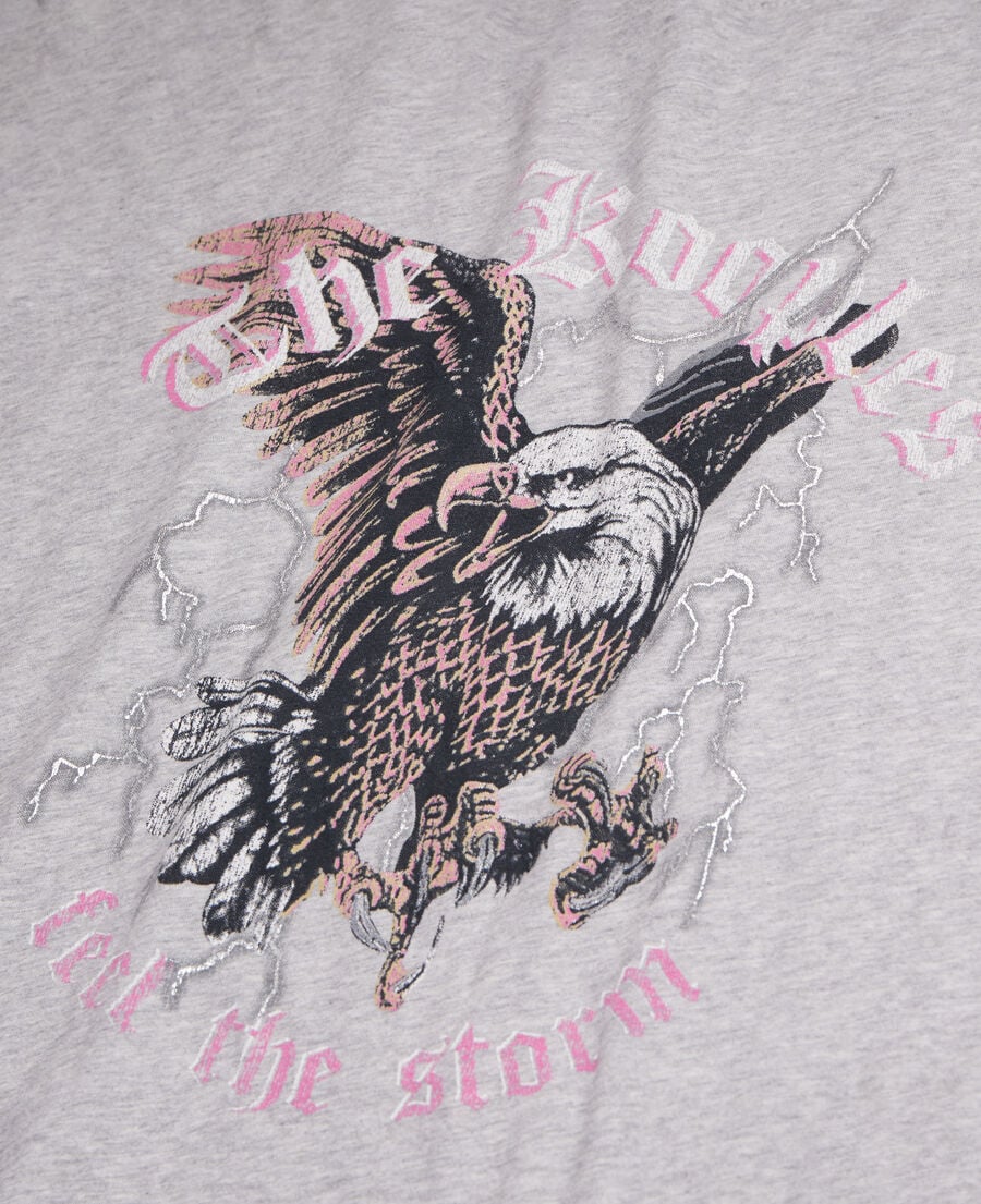 The Kooples F GRIS CLAIR grey t-shirt with feel the storm serigraphy