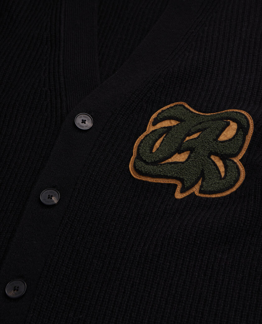 The Kooples HERREN BLACK schwarze strickjacke aus geripptem wollgemisch