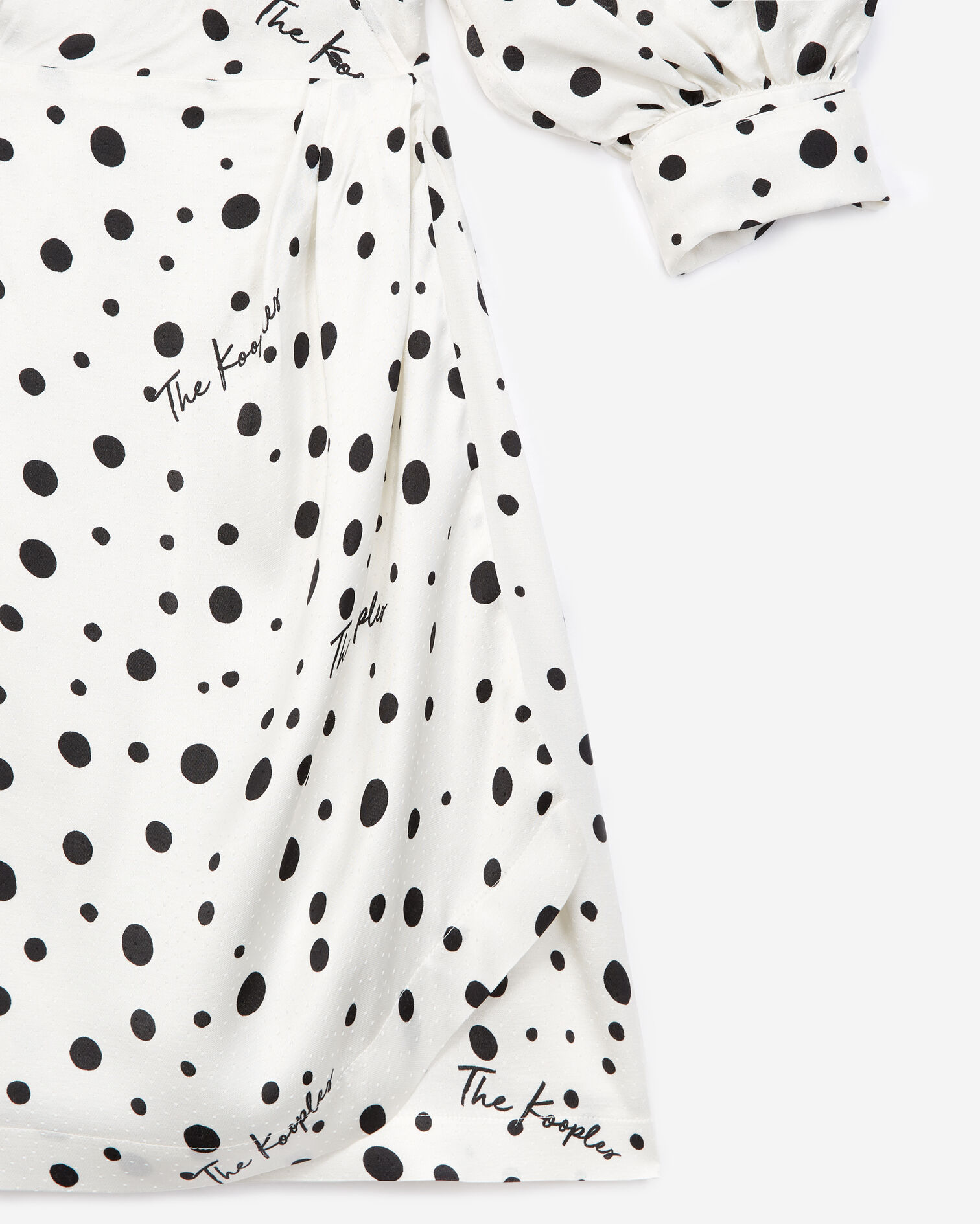 Robe portefeuille écrue à pois, ECRU BLACK, hi-res image number null