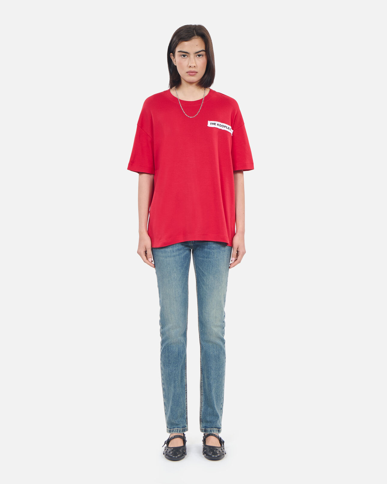The Kooples FEMME RUBIS t-shirt avec patchs rouge
