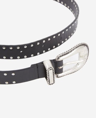 The Kooples WOMEN BLACK black leather belt with studs