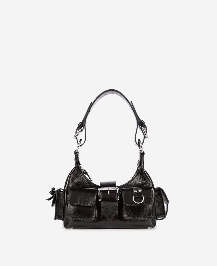 The Kooples F BLACK amelia small bag in black cracked leather