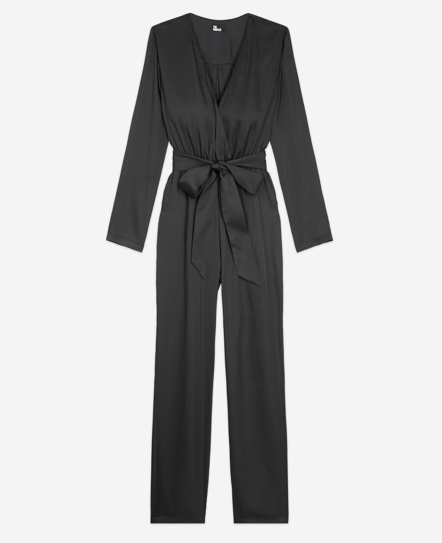 schwarzer satinoverall