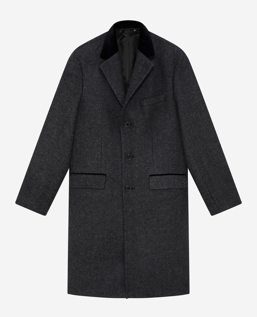 The Kooples MEN ANTHRACITE long coat in anthracite grey wool