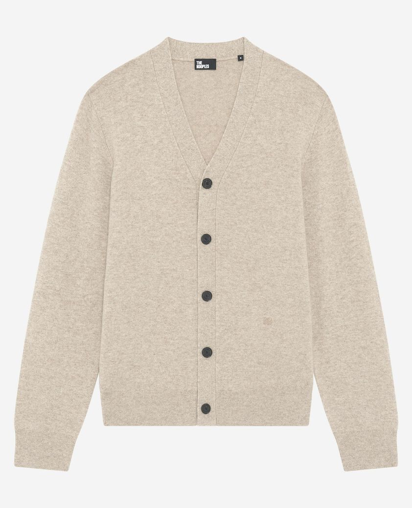 The Kooples MEN BEIGE MELANGE beige cashmere cardigan