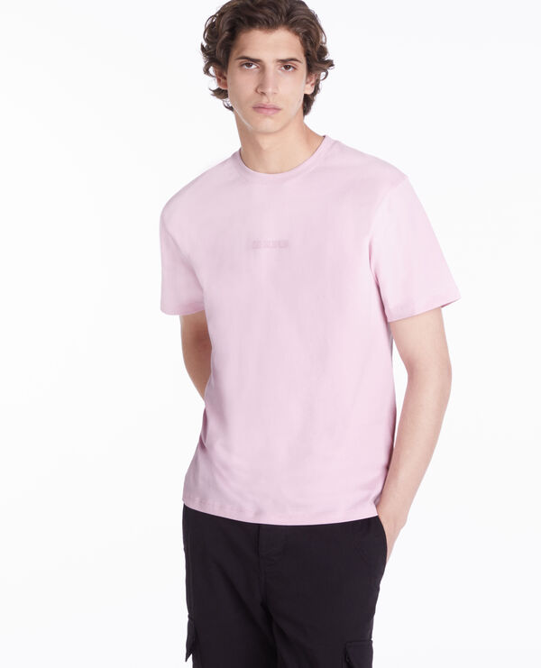 pink t-shirt with logo