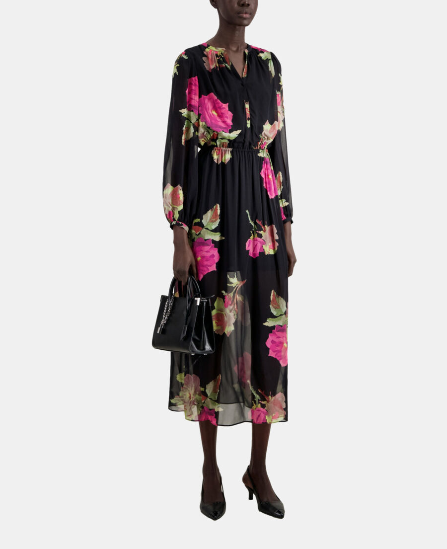 The Kooples WOMEN PINK BLACK long printed dress