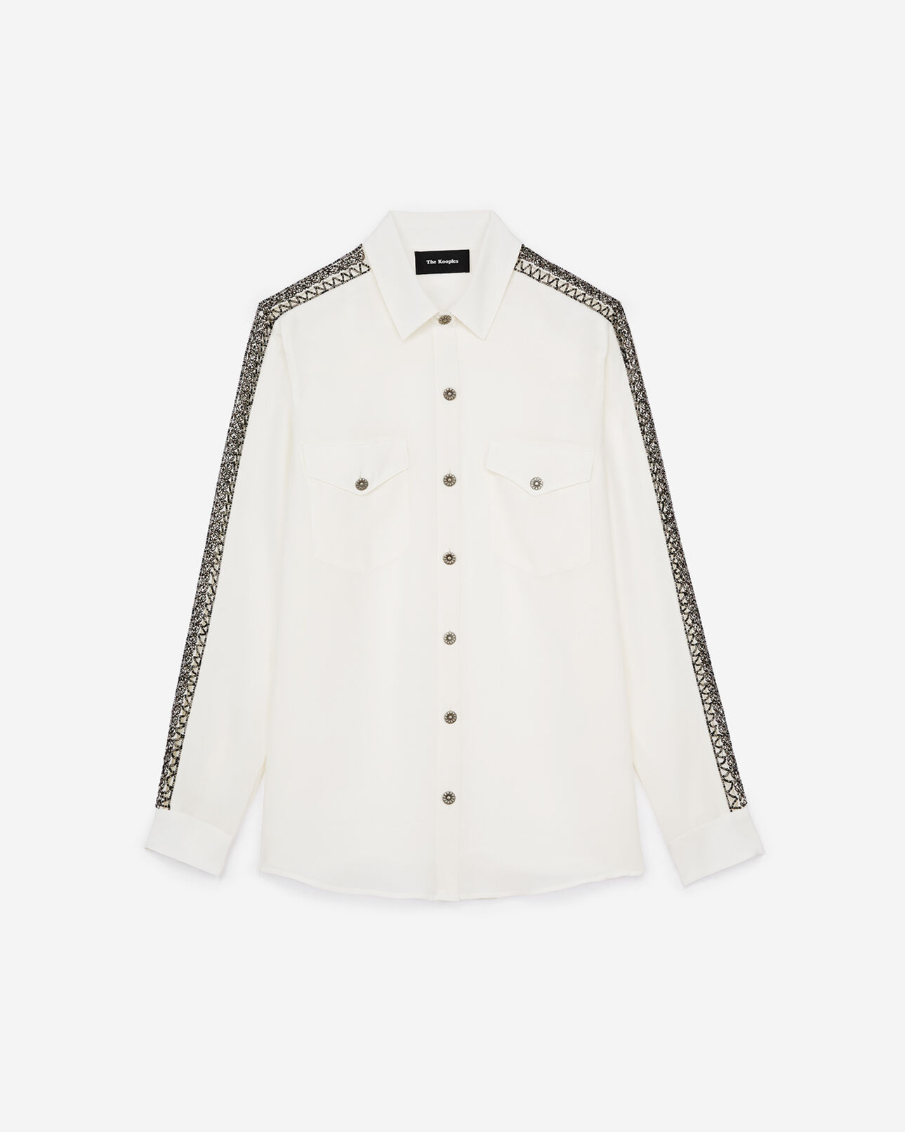 The Kooples DAMEN ECRU weißes krepp-hemd mit schmuckbändern