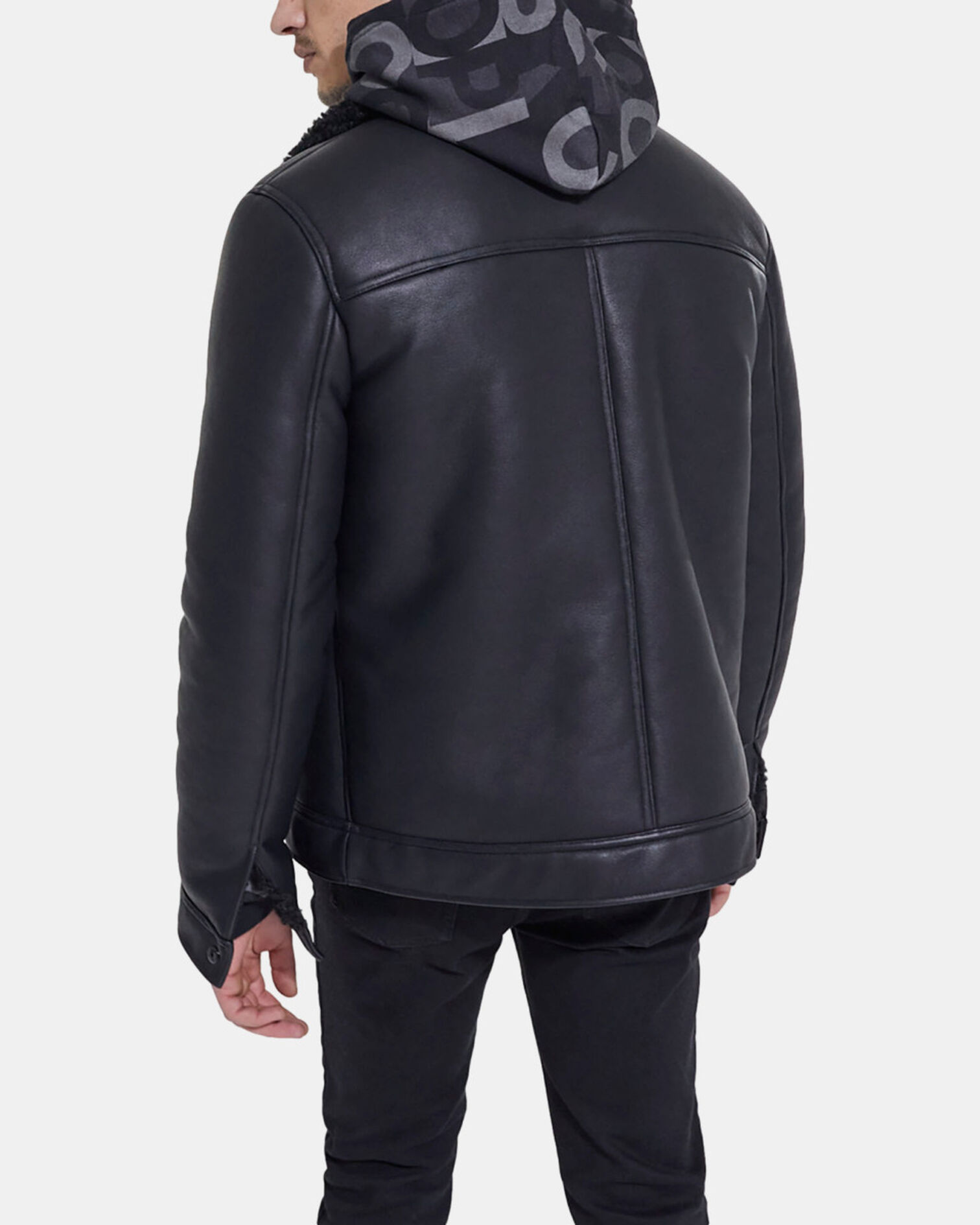 Black faux fur coat, BLACK, hi-res image number null