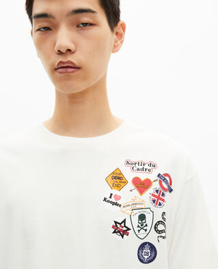 The Kooples HERREN ECRU bedrucktes t-shirt mit pinien-effekt ecru