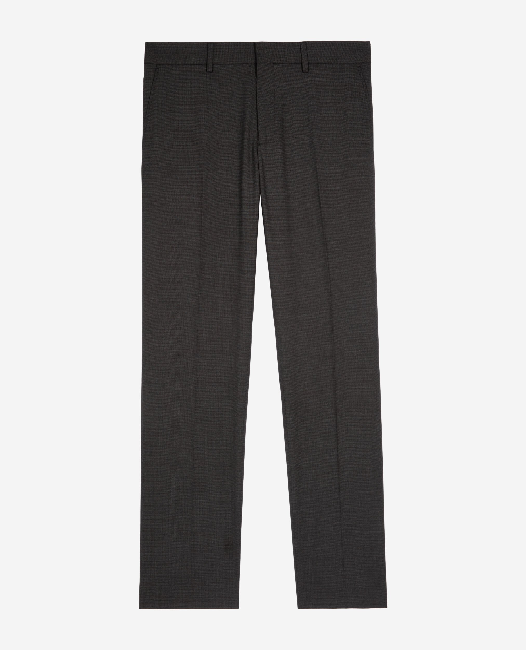 Pantalon de costume en laine mélangée micro carreaux noir, BLACK GREY, hi-res image number null