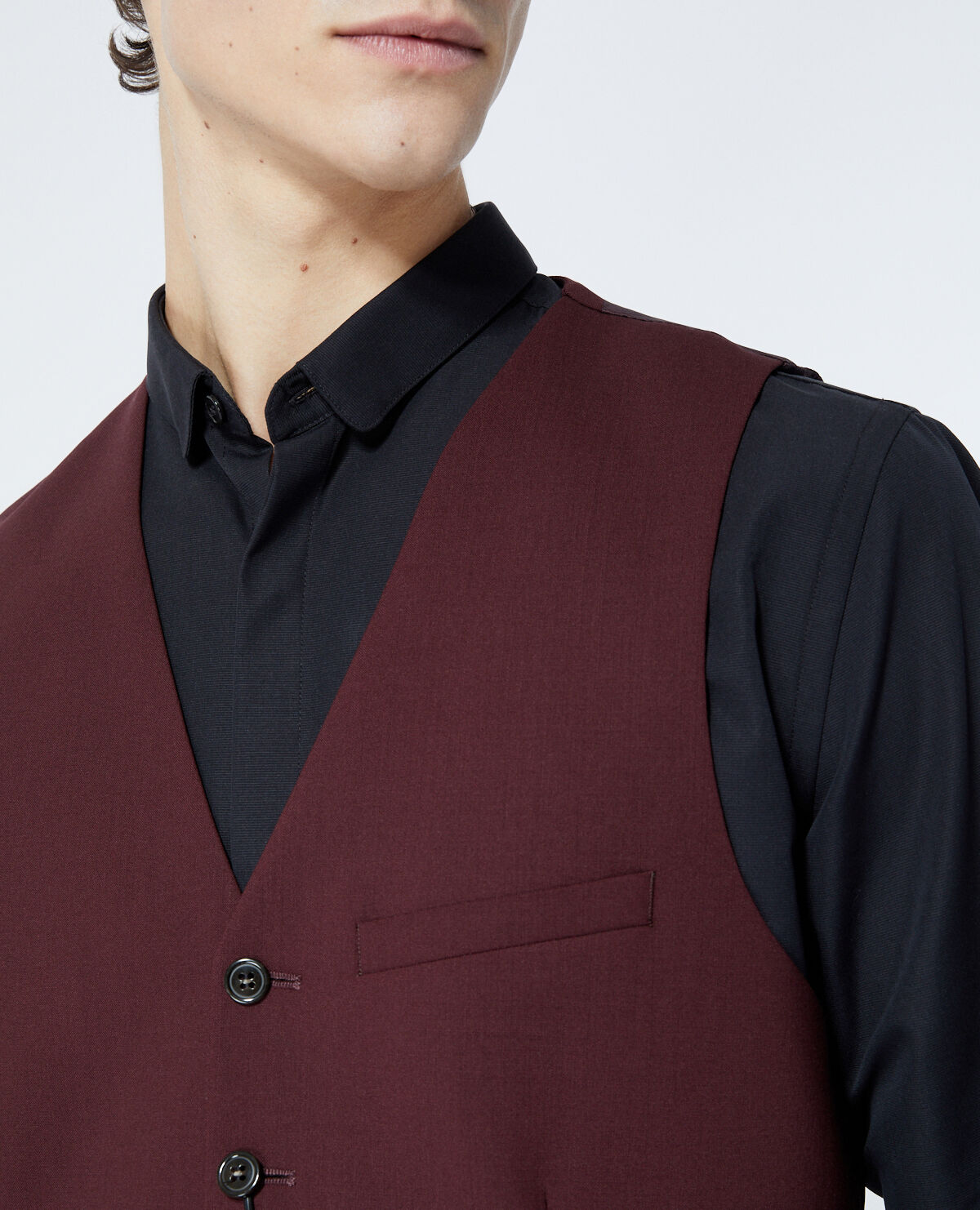 Buttoned burgundy wool waistcoat The Kooples
