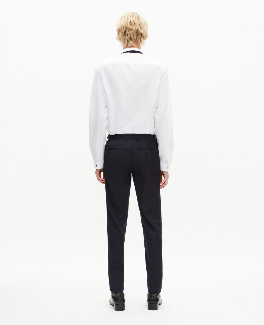 The Kooples HOMME DARK NAVY pantalon de costume en laine à ceinture intégrée bleu coupe ajustée