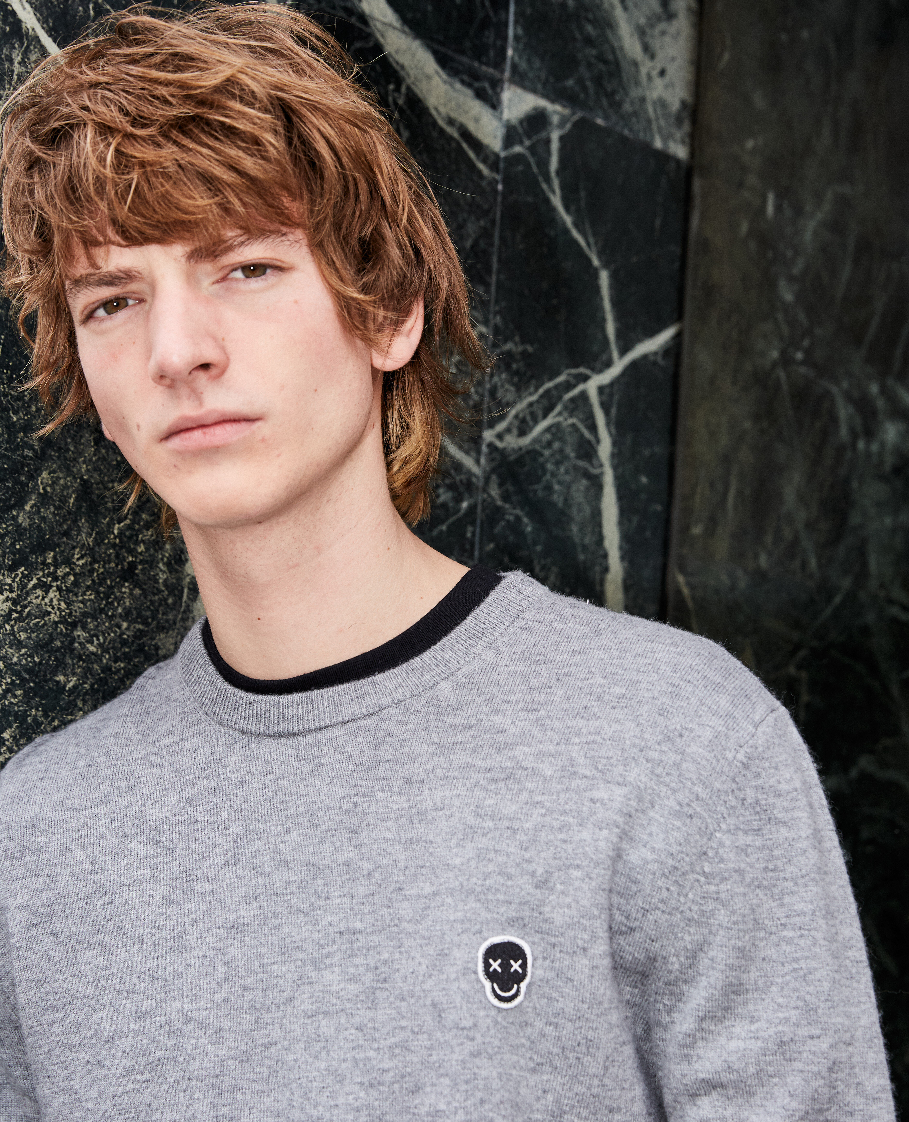 Crew neck grey wool sweater The Kooples Canada
