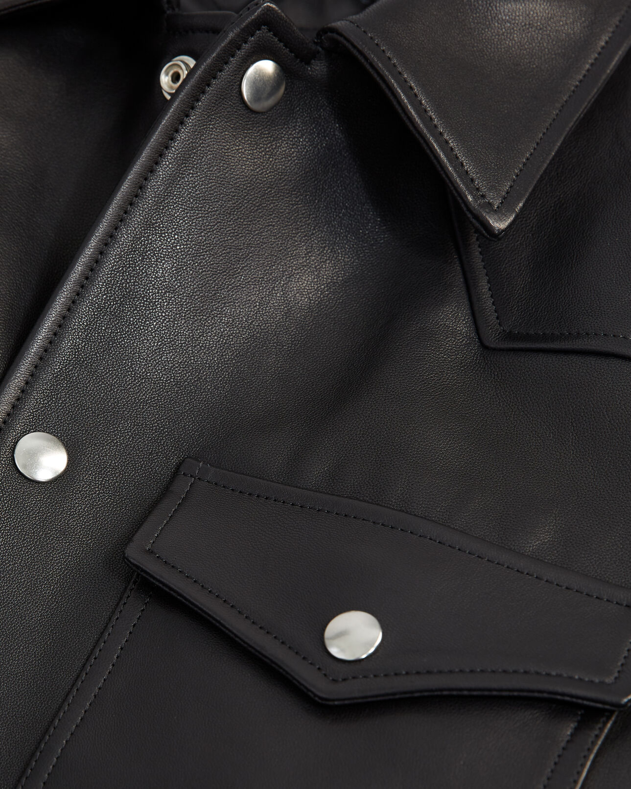 The Kooples MEN BLACK black smooth leather jacket patch pockets