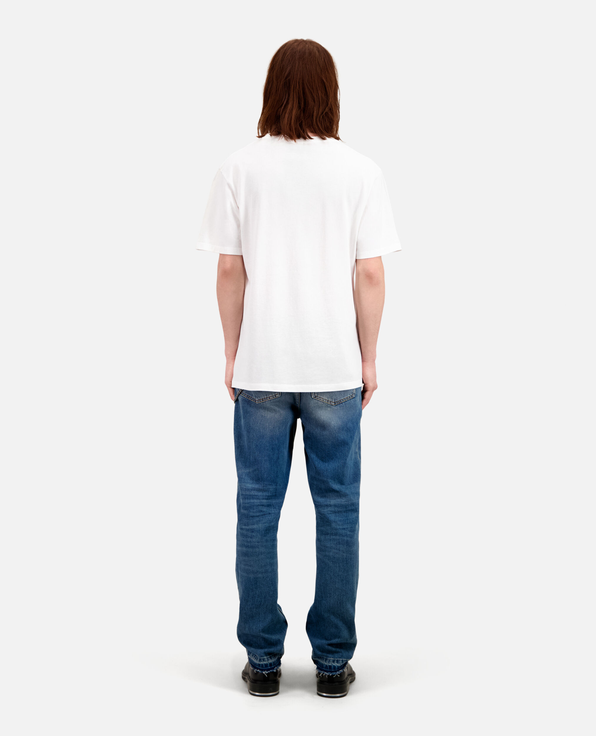 Weißes T-Shirt Herren mit Vintage-Skull-Siebdruck, WHITE, hi-res image number null
