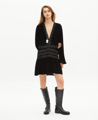 The Kooples DAMEN BLACK kurzes kleid aus schwarzem samt