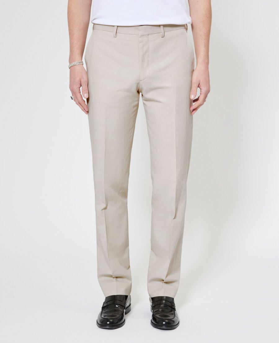 The Kooples MEN LIGHT BEIGE beige cotton linen suit pants