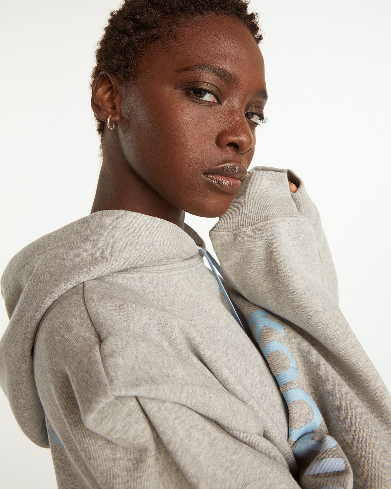 The Kooples FEMME LIGHT GREY MELANGE sweat gris oversize logo tie and dye