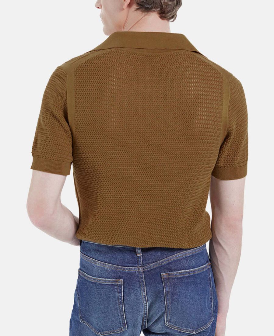 The Kooples H CAMEL short-sleeve camel cotton sweater