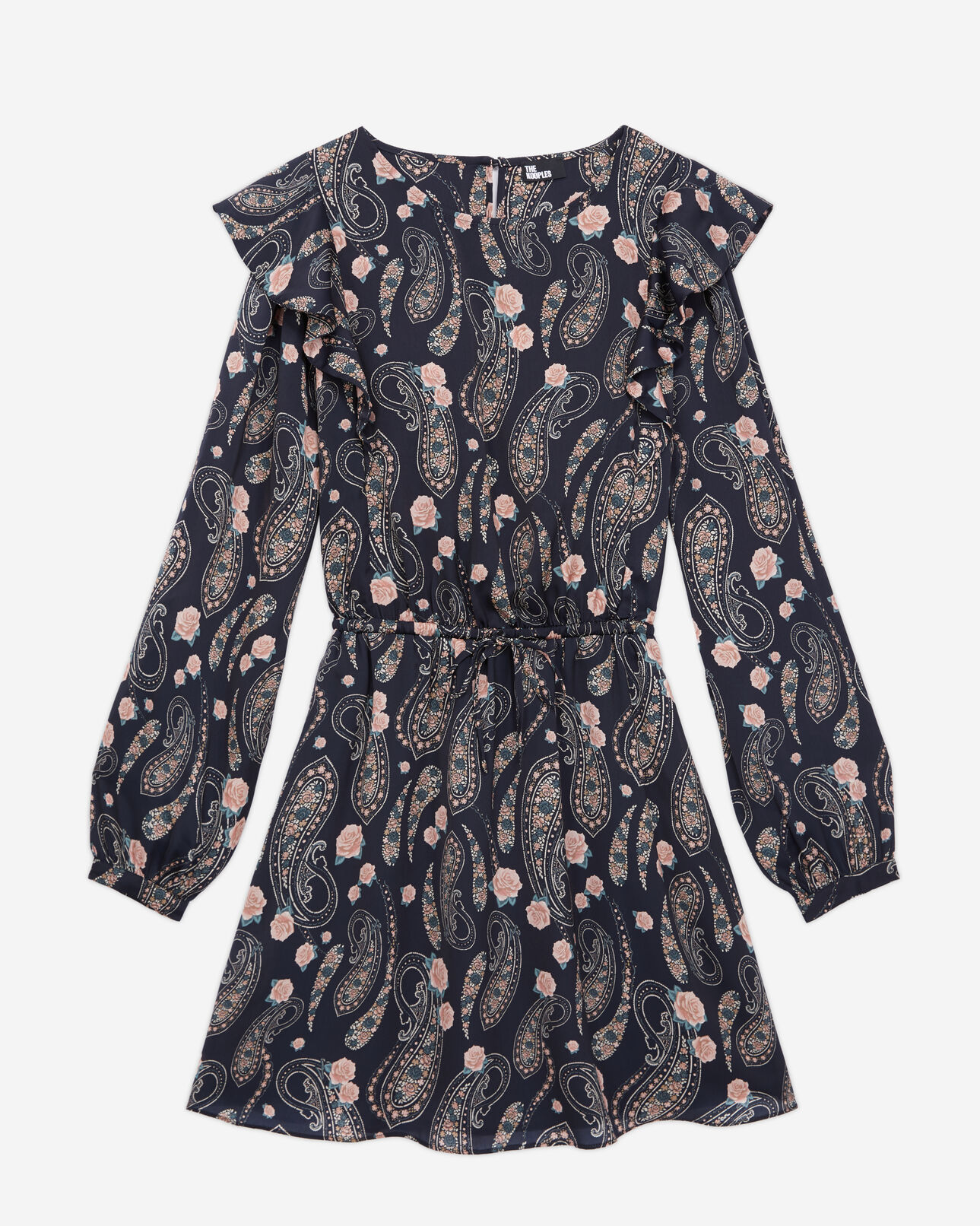 The Kooples FEMME BLACK / PINK robe courte imprimée avec volants
