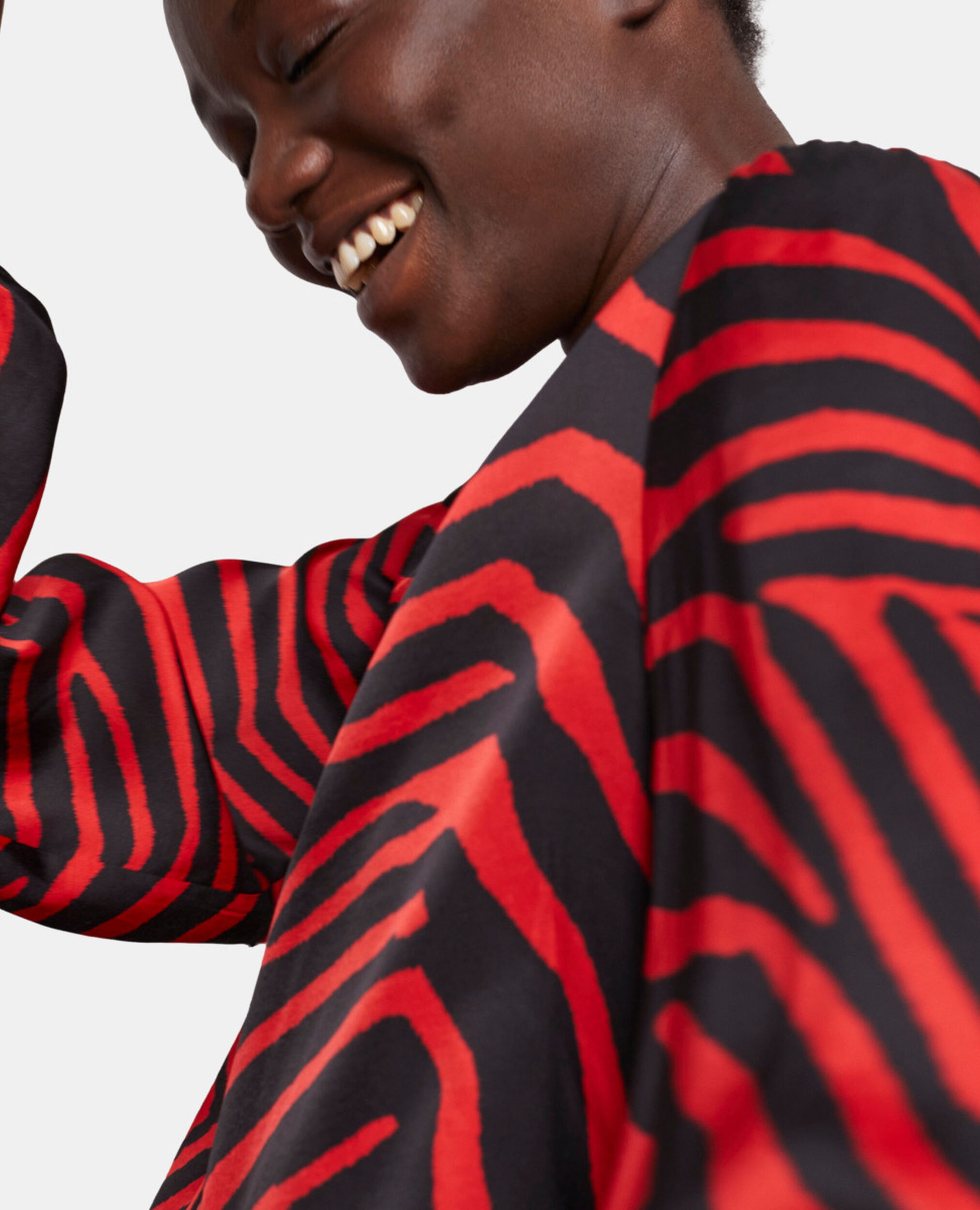Blouse imprimée zébré rouge, BLACK - RED, hi-res image number null